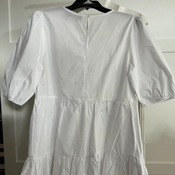BNWT Know One Cares Cotton Poplin Short Sleeve Tiered Mini in snow white (M) - Picture 4 of 8